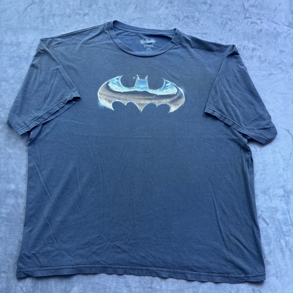 Batman Graphic T-Shirt Mens 4XLT Charcoal Gray Cotton DC Comics Logo 2015 Big